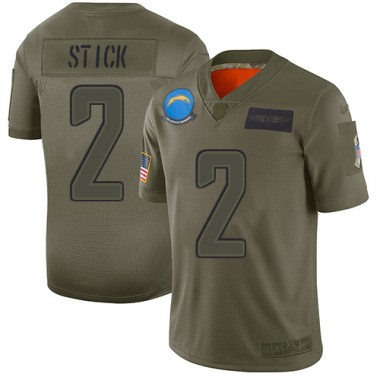 Los Angeles Chargers NFL Football Easton Stick Olive Jersey Youth Limited  #2 2019 Salute to Service